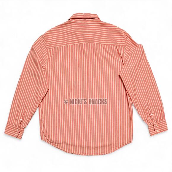 Aeropostale Orange White Striped Button Down Shirt Casual Preppy Size L - Picture 4 of 7